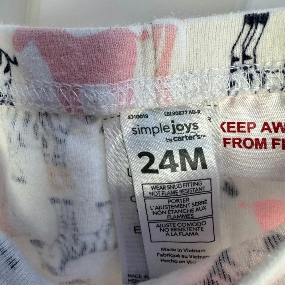 Simple Joys by Carters 24M Girls White Multicolor Zebra Pajamas Bottoms Pants